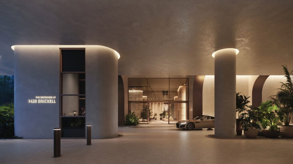 Porte Cochere Entrance The Residences at 1428 Brickell